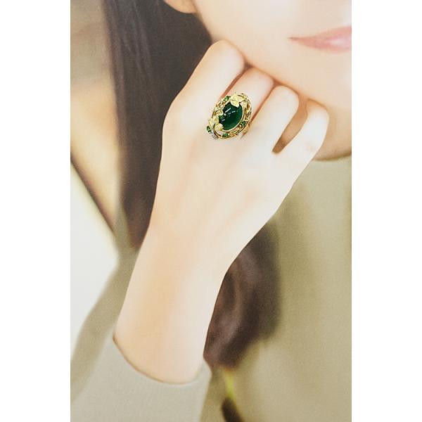 山本真理 アゲート グリーンガーネット ダイヤモンド K18YG Pt900 葉 