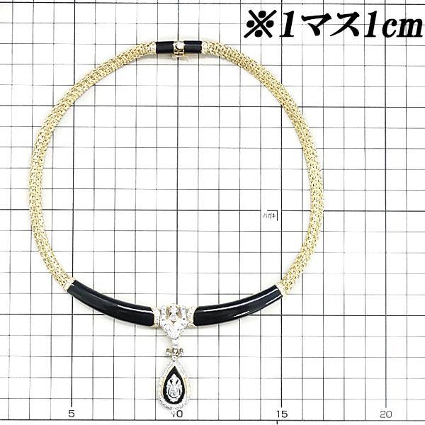 石川暢子 ダイヤモンド ネックレス オニキス K18YG Pt900 ペンダント
