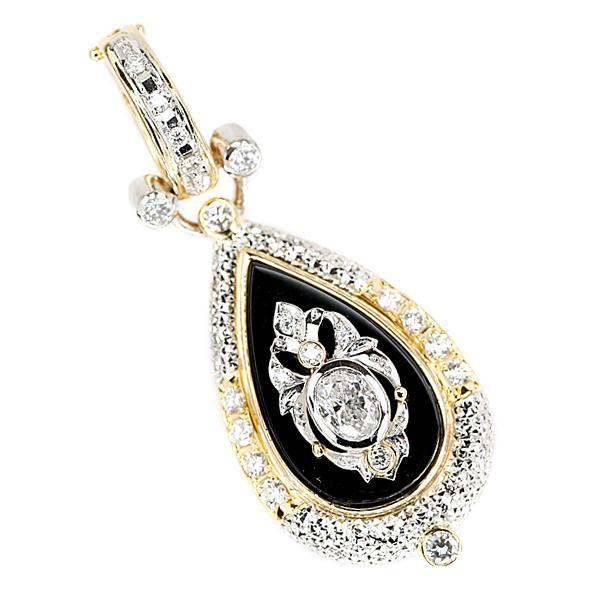 石川暢子 ダイヤモンド ネックレス オニキス K18YG Pt900 ペンダント  