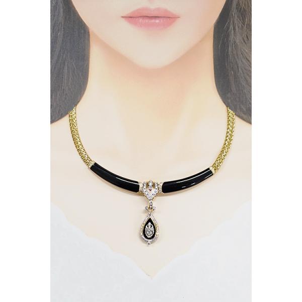 石川暢子 ダイヤモンド ネックレス オニキス K18YG Pt900 ペンダント  