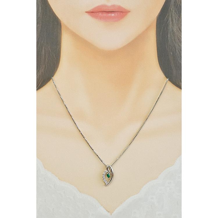 POLA ポーラ ネックレス エメラルド 0.15ct ダイヤモンド Pt900 