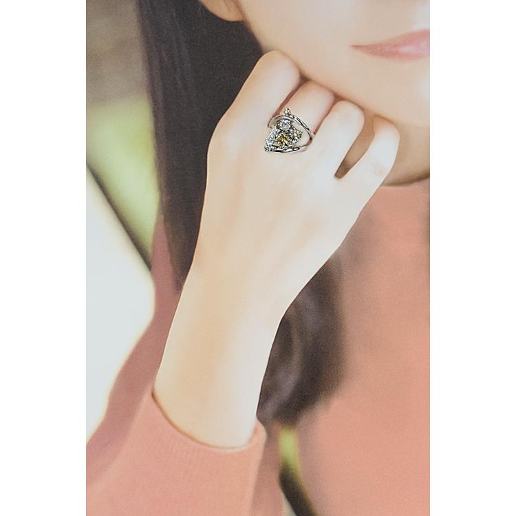 ブラウンダイヤモンド リング 0.78ct K18WG 透かし 送料無料 美