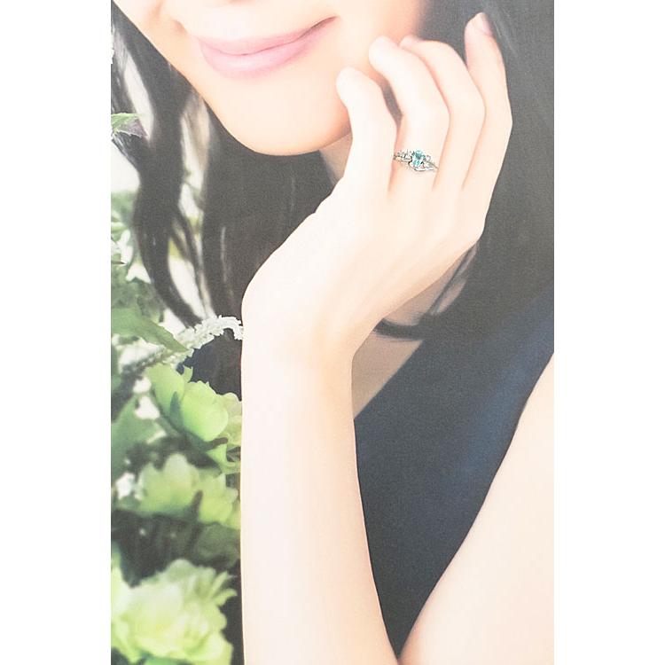 パライバトルマリン リング ダイヤモンド K18WG ドロップ 雫 涙 送料  