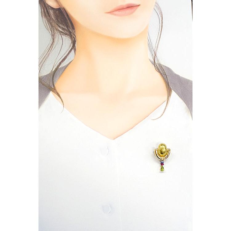 水野薫子 ペリドット ペンダントトップ ブローチ K18YG 作家 水野薫子 ペリドット ペンダントトップ ブローチ K18YG 作家