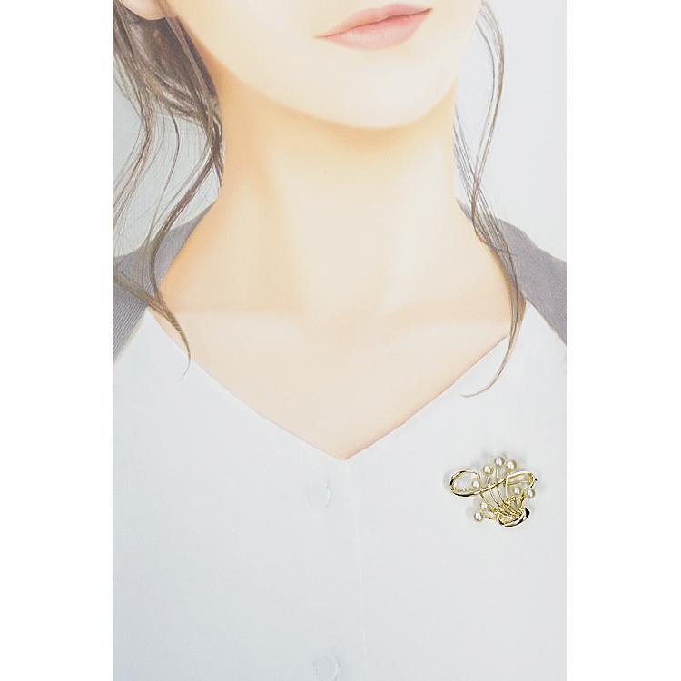 MIKIMOTO ミキモト アコヤパール ブローチ K14YG 透かし ブランド 送料  