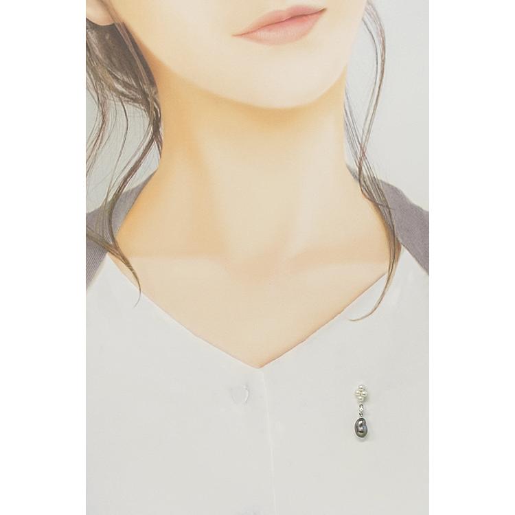 MIKIMOTO（ミキモト） 黒蝶真珠 ピンブローチ アコヤパール K18WG 