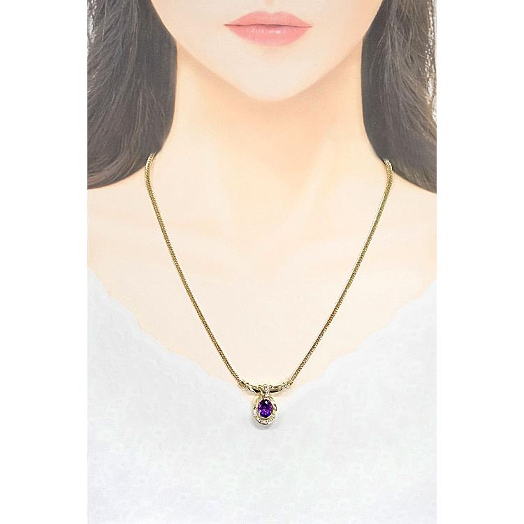 花井幸子 アメジスト ネックレス 2.45ct ダイヤモンド K18YG 作家 