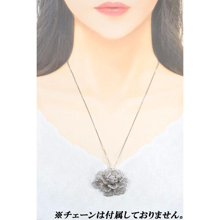 平和堂貿易 ダイヤモンド ペンダントブローチ Pt950 フラワー 植物  