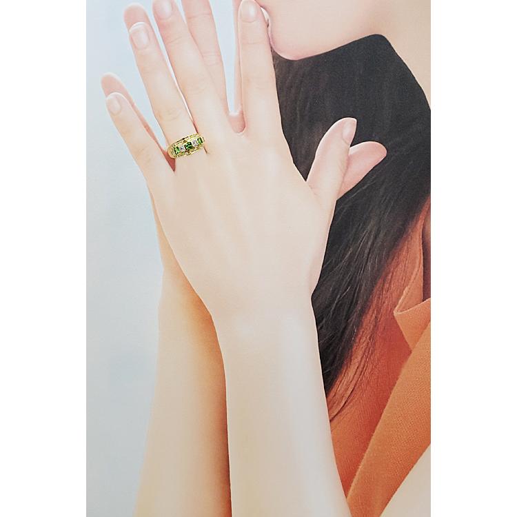 グロッシュラーライトガーネット リング 0.63ct ダイヤモンド K18YG  