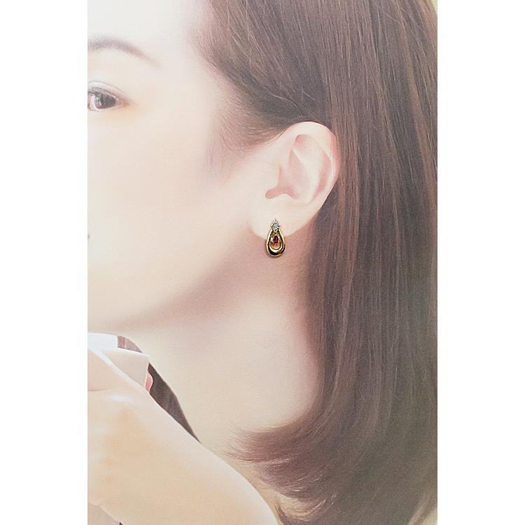 POLA（ポーラ） ルビー イヤリング 0.26ct ダイヤモンド K18YG 揺れる 