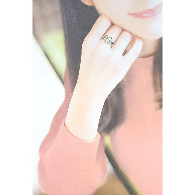 芝田悦美 ダイヤモンド 0.21ct Pt900 K18YG 三日月 ムーン 梨地 マット 