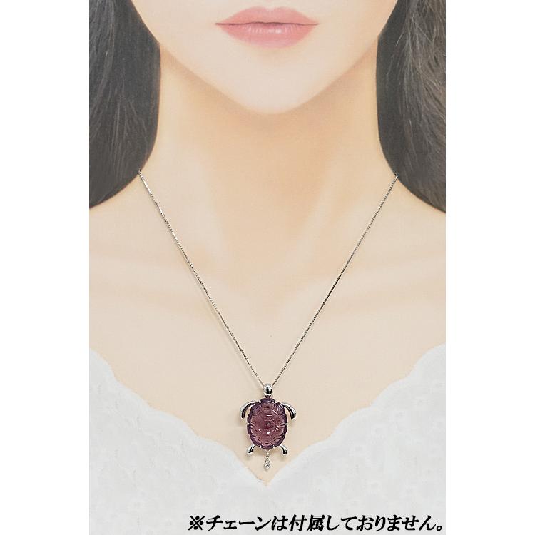 田村宗敬 アメジスト ペンダントトップ ダイヤモンド K18WG カメ 亀  