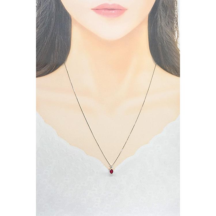銀座ミワ ルビー ネックレス 0.48ct ダイヤモンド K18WG ブランド MIWA 