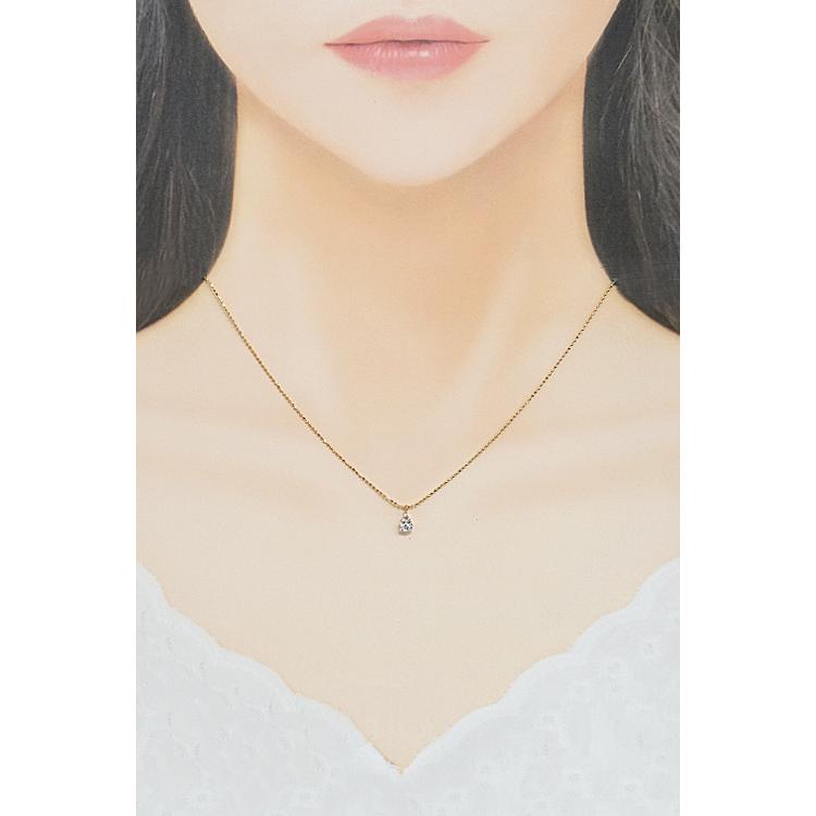 ウィスプ ダイヤモンド ネックレス 0.09ct K18PG ドロップ 雫 しずく  