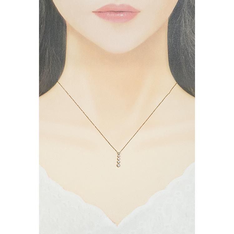 4℃ ダイヤモンド ネックレス K18PG 華奢 グラデーション ブランド 
