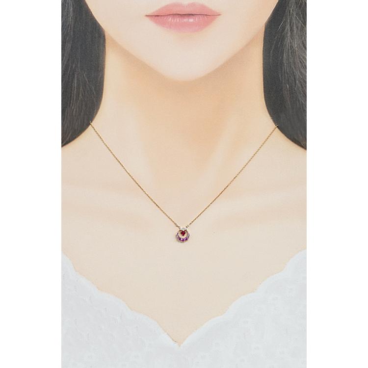 ルビー ネックレス ピンクサファイア ダイヤモンド K18PG ハート サークル 送料無料 美品 中古 SH119376 | STAR JEWELRY | 03