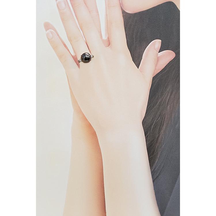 TASAKI タサキ 田崎真珠 黒蝶パール リング 11.5mm ダイヤモンド Pt900  