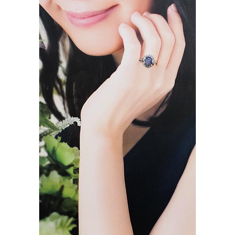 スターサファイア リング 4.46ct ダイヤモンド Pt900 送料無料 美品 