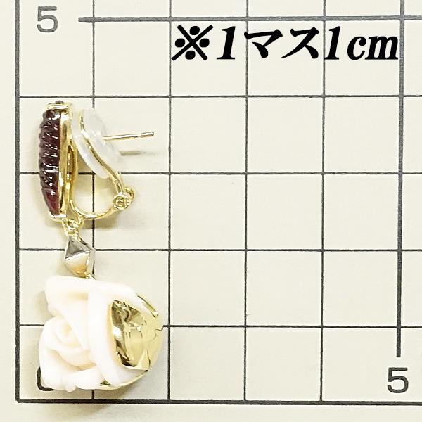 福原佐智 サンゴ ピアス ガーネット K18YG Pt900 フラワー 植物 バラ  