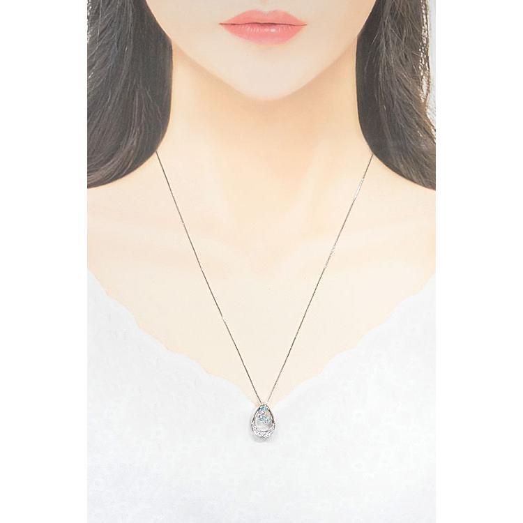 三越 パライバトルマリン ネックレス ダイヤモンド K18WG 透かし  