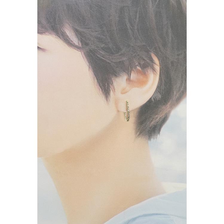 ダイヤモンド フープ ピアス 0.52ct K18YG 細め 中古 美品 送料無料 