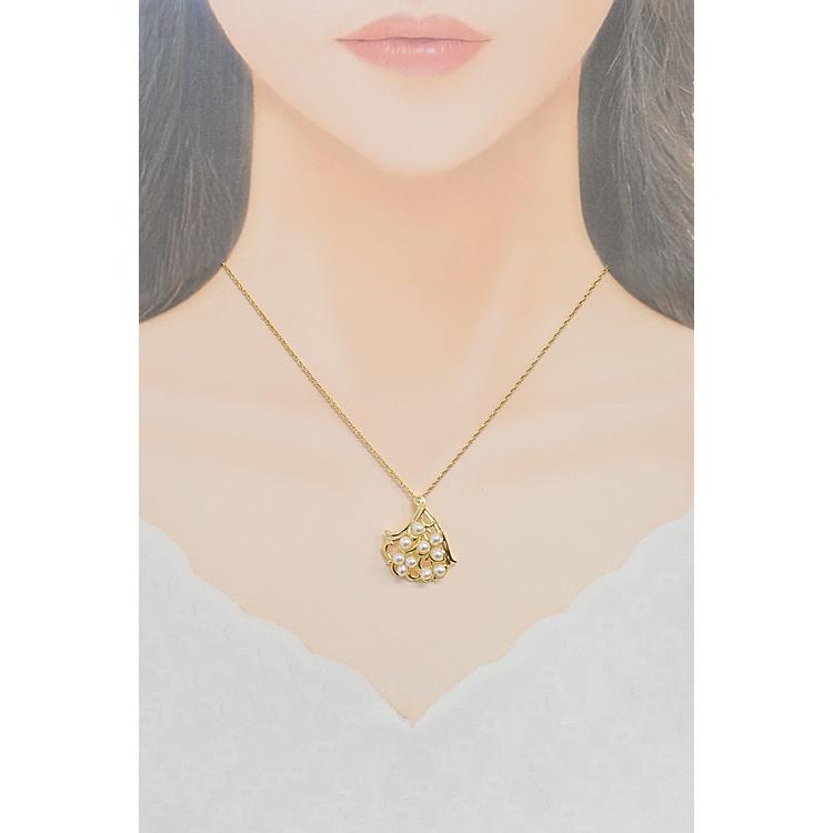 TASAKI タサキ 田崎真珠 淡水パール ネックレス K18YG 梨地 マット  