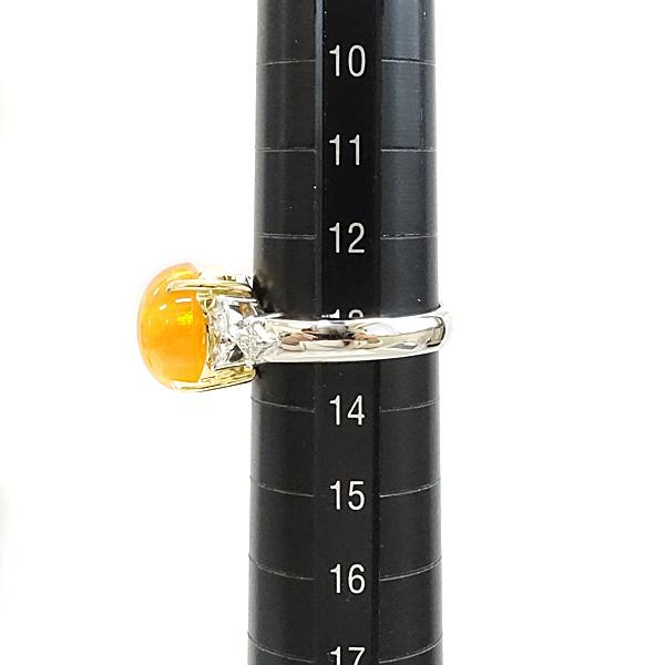 クレサンベール 再結晶オパール リング 3.25ct ダイヤモンド Pt950 