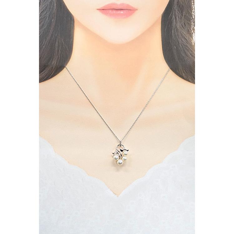 ミキモト アコヤパール ネックレス 5.3-6.8mm K14WG 透かし ブランド 