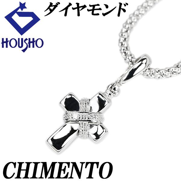 CHIMENTO（キメント） ダイヤモンド ネックレス K18WG クロス 十字架