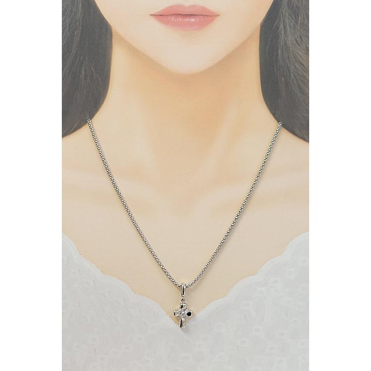 CHIMENTO キメント ダイヤモンド ネックレス K18WG クロス 十字架 中空  