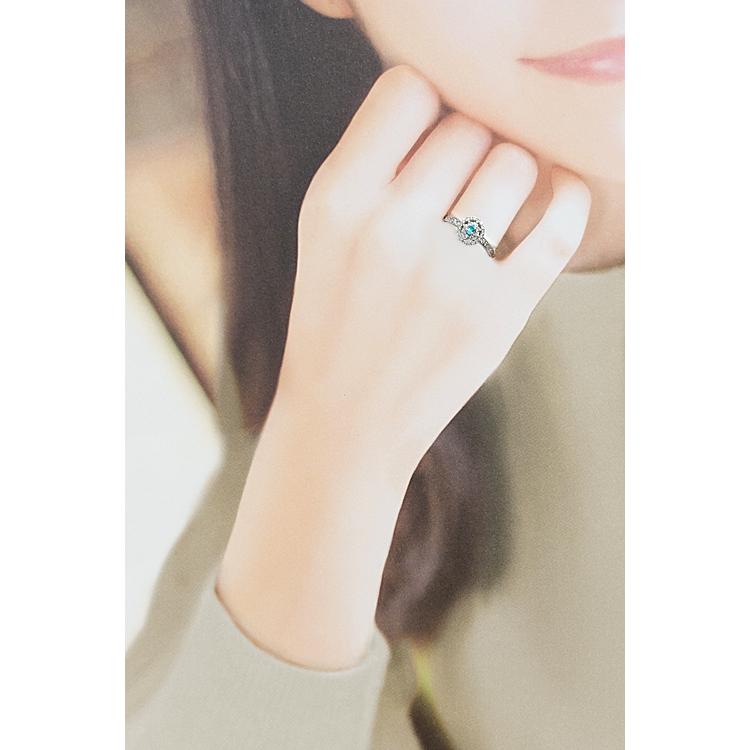 パライバトルマリン 0.06ct ダイヤモンド Pt950 フラワー 植物 