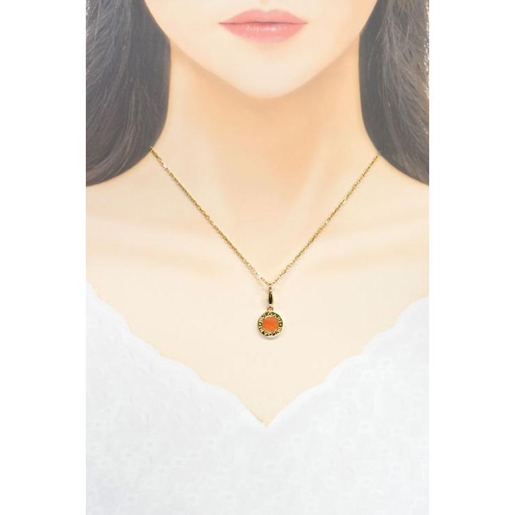 ブルガリ・ブルガリ サンゴ ネックレス K18YG 珊瑚 コーラル ブランド
