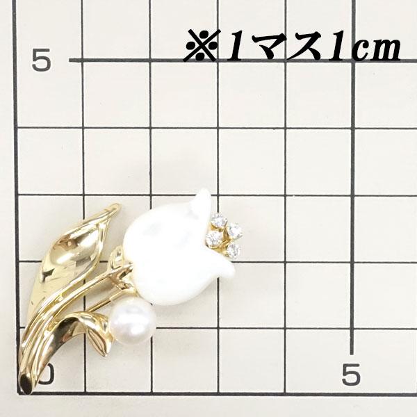 MIKIMOTO（ミキモト） シェル ブローチ アコヤパール ダイヤモンド