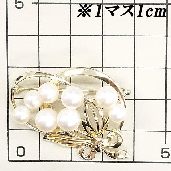 MIKIMOTO（ミキモト） アコヤパール ブローチ K14YG 葉 リーフ リボン