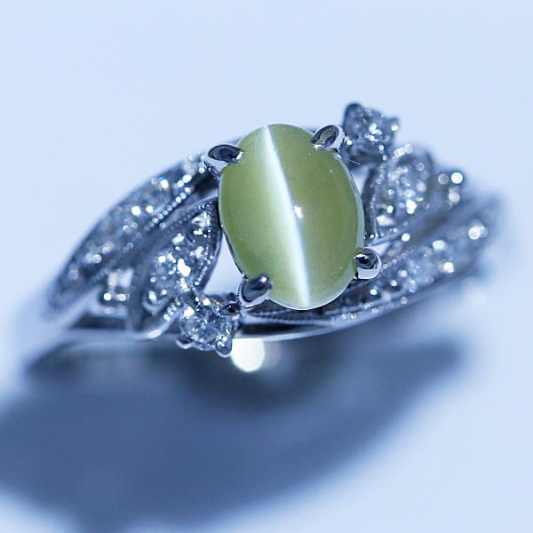 MIKIMOTO ミキモト クリソベリルキャッツアイ リング ダイヤモンド  