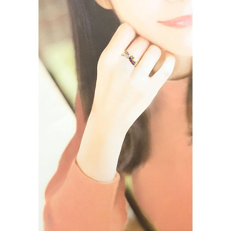ジュネ ピンクサファイア リング ダイヤモンド K18イエローゴールド  