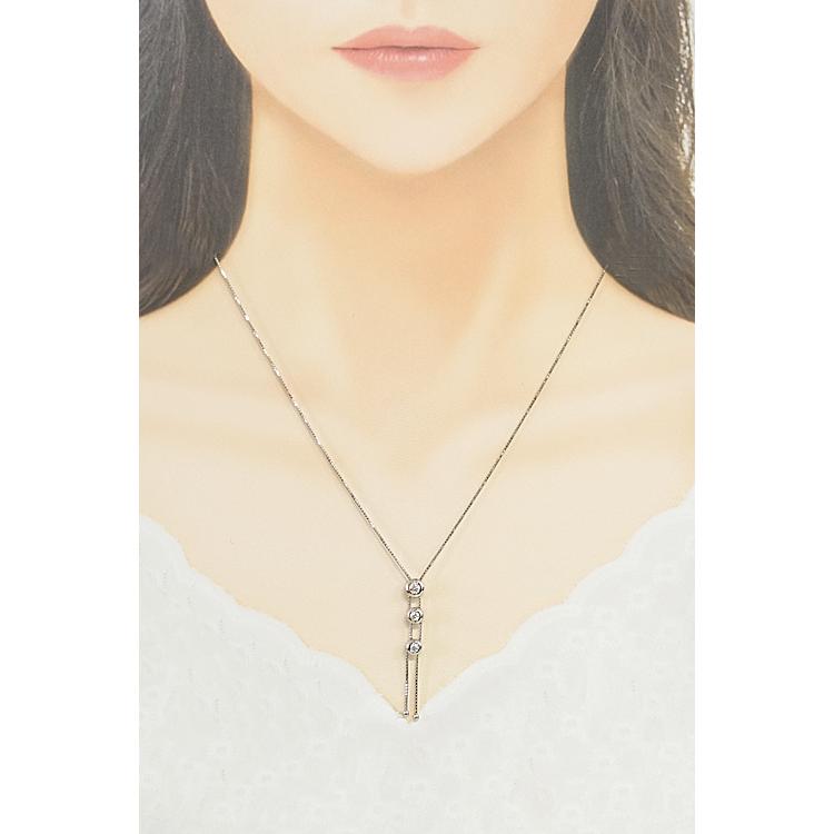 タサキ 田崎真珠 ダイヤモンド トリロジー ネックレス K18ホワイト