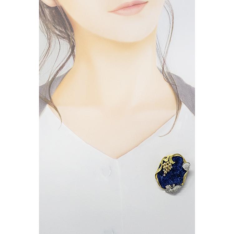 石川暢子 18k プラチナ ペンダント ブローチ アズタイム ソーダライト アズタイム 石川暢子 ダイヤモンド ブローチ サファイア K18YG Pt900
