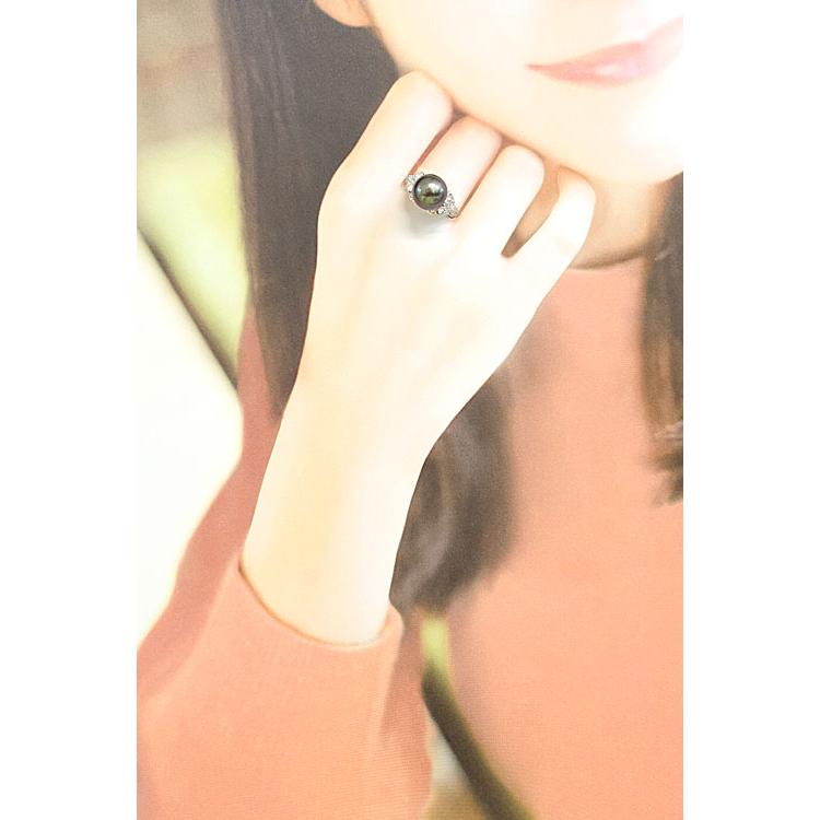 MIKIMOTO（ミキモト） 黒蝶真珠(南洋真珠) リング ダイヤモンド Pt950