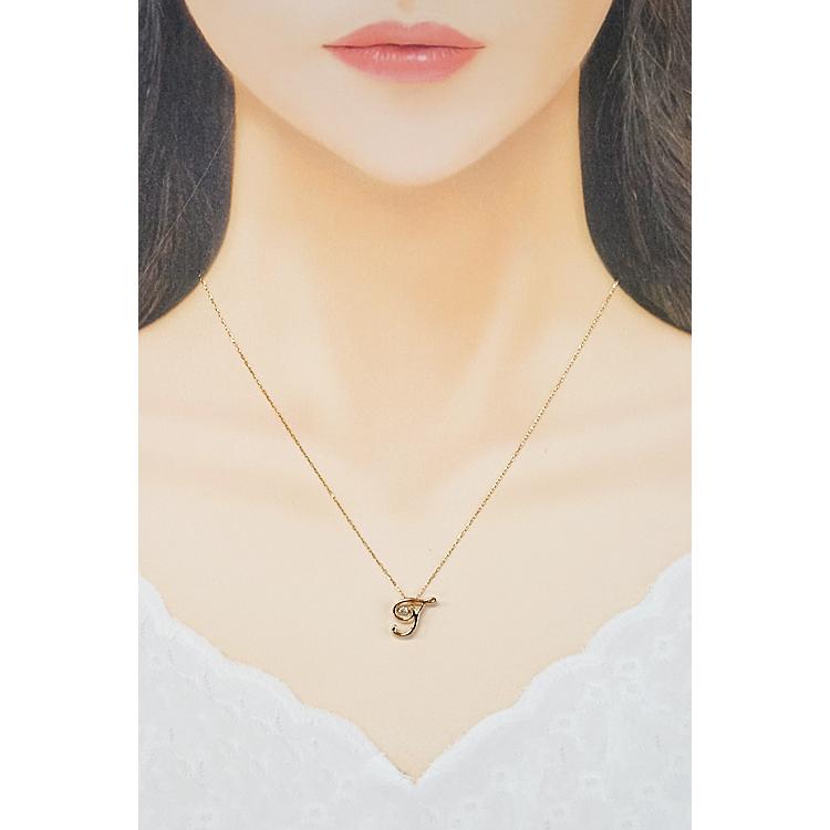 ダイヤモンド ネックレス K18ピンクゴールド イニシャル T 一粒石 