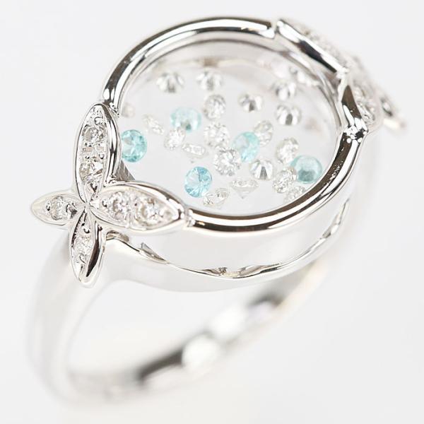 石垣順子 パライバトルマリン 0.06ct D0.27ct ホワイトゴールド 蝶 