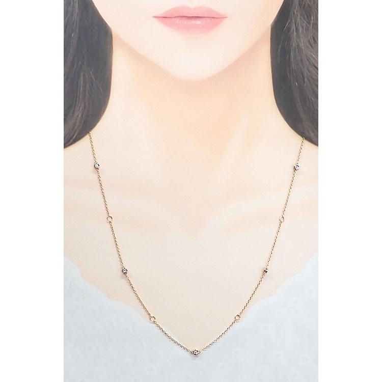 ダイヤモンド ネックレス K18ピンクゴールド 2way ステーション ロング 