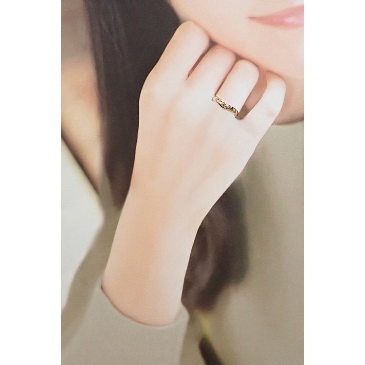 ダイヤモンド リング K18ピンクゴールド STAR JEWELRY V字 ウエーブ 