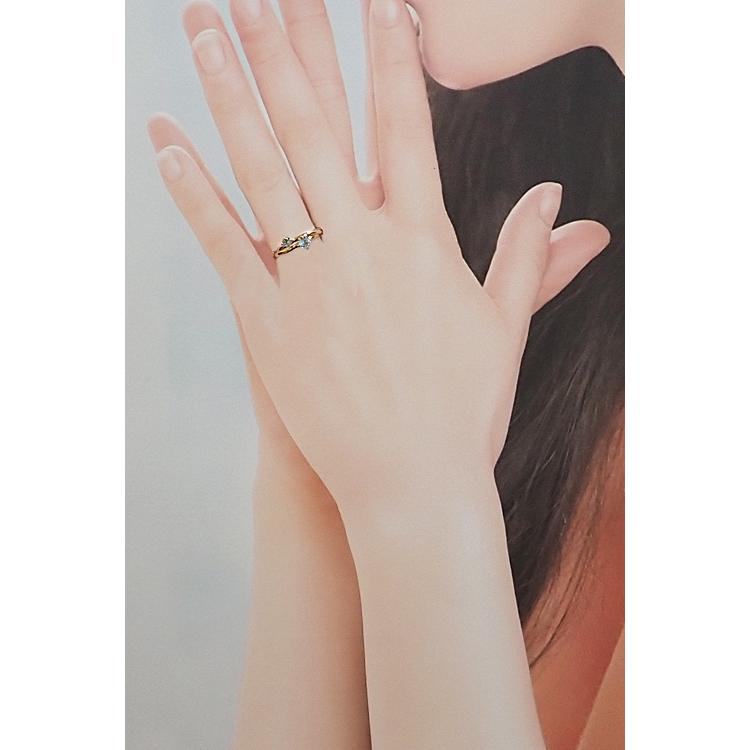 ヨンドシー　リング　ダイヤ　アクアマリン　K18 PG 8号　指輪　4℃ ヨンドシー アクアマリン リング K18イエローゴールド 4℃ 2連 ダブル