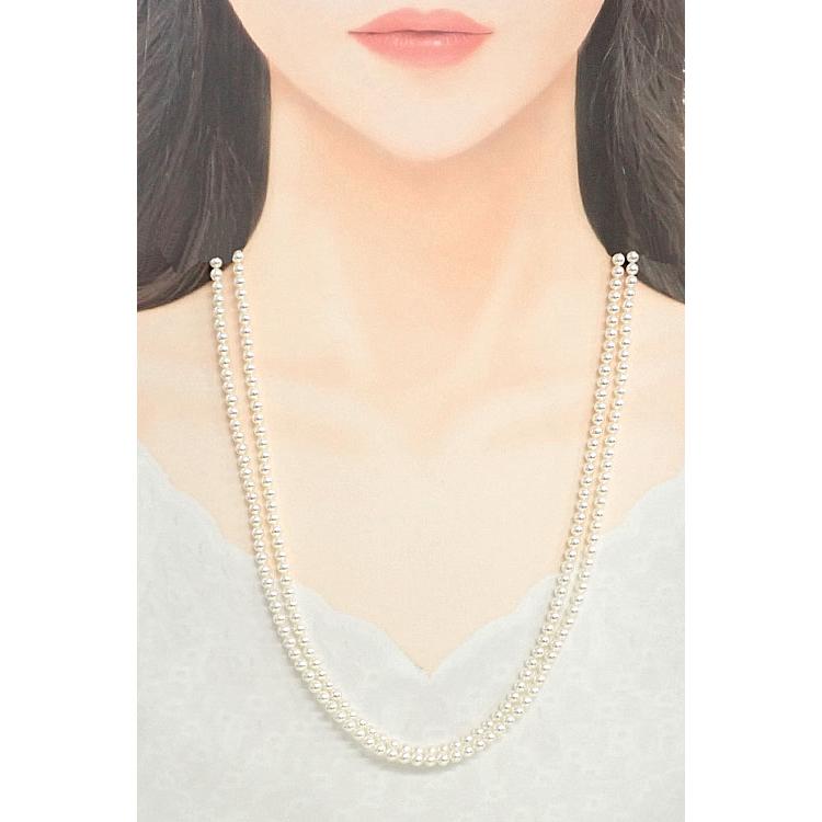 こんにちは　MIKIMOTO アコヤ真珠　2連セミロングパールネックレス MIKIMOTO（ミキモト） アコヤ真珠 ネックレス SV MIKIMOTO 連 2連