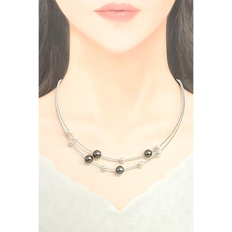 ミキモト 田崎真珠　アコヤ真珠　パールネックレス　ピン　ブローチ セット　黒蝶 MIKIMOTO - ネックレス ミキモト K18WG 黒蝶真珠 アコヤ真珠 ダイヤ