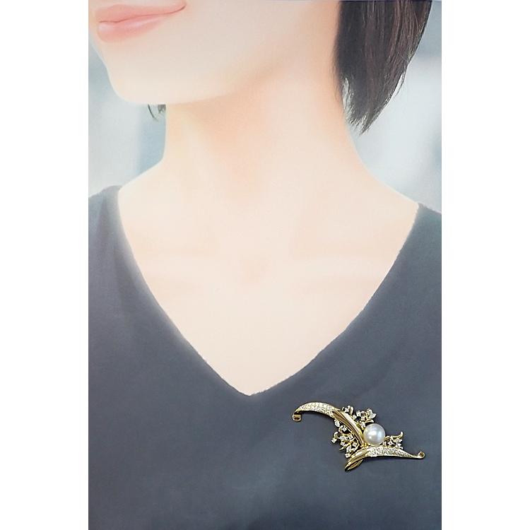 御木本　パール　ブローチ 白蝶貝 ミキモト フォーマル 真珠 MIKIMOTO（ミキモト） 白蝶真珠(南洋真珠) ブローチ ダイヤモンド K18