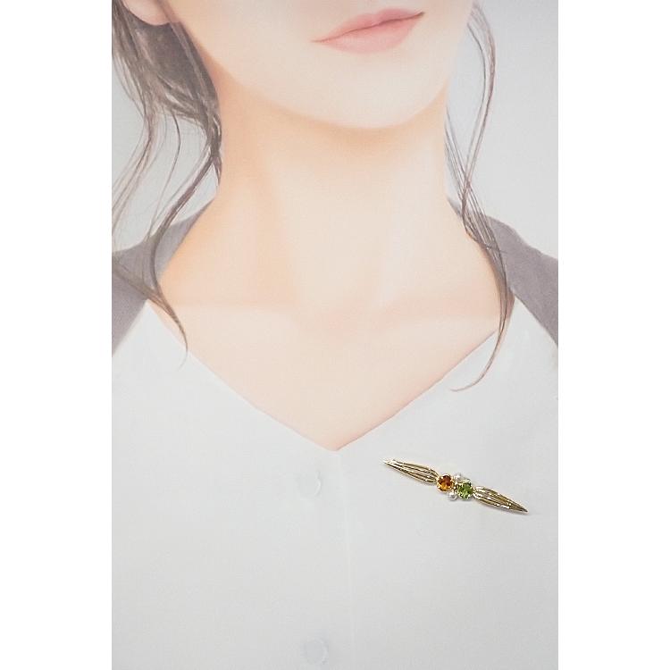 MIKIMOTO（ミキモト） ペリドット ブローチ シトリン アコヤ真珠 K18