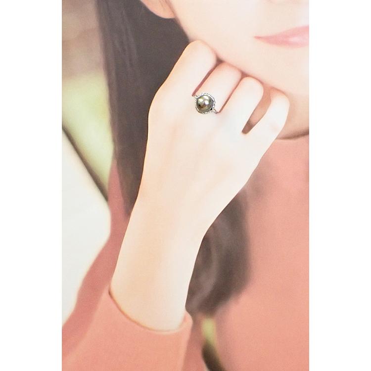MIKIMOTO ミキモト 黒蝶真珠(南洋真珠) リング ダイヤモンド Pt900  