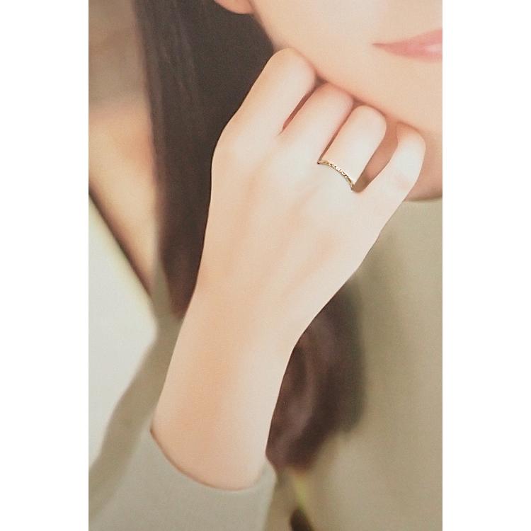 agete アガット ダイヤモンド リング K18イエローゴールド 細め 華奢